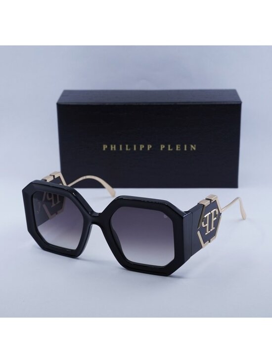 Philipp Plein SPP067 0700 Sunglasses Black Square Frame, Grey Gradient Lenses main image 7